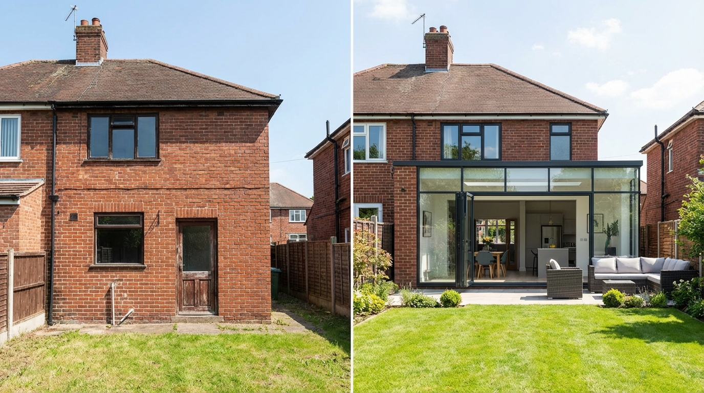 Before and after: a dated semi-detached transformed with a modern glass extension